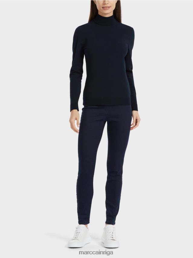 apģērbs pusnakts zils VRBHXD1079 Marc Cain smalka adīta \"pārdomāt kopā\" ​​džemperis