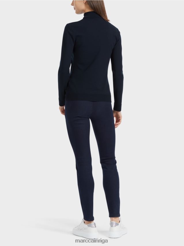 apģērbs pusnakts zils VRBHXD1079 Marc Cain smalka adīta \"pārdomāt kopā\" ​​džemperis