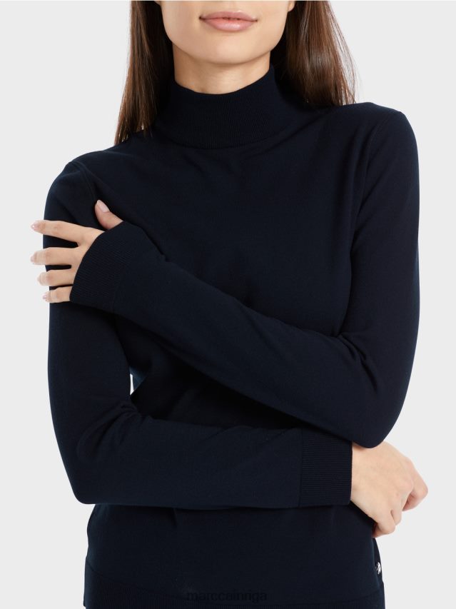 apģērbs pusnakts zils VRBHXD1079 Marc Cain smalka adīta \"pārdomāt kopā\" ​​džemperis