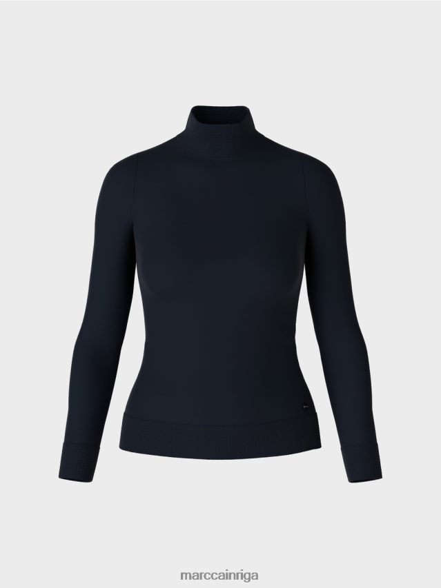 apģērbs pusnakts zils VRBHXD1079 Marc Cain smalka adīta \"pārdomāt kopā\" ​​džemperis