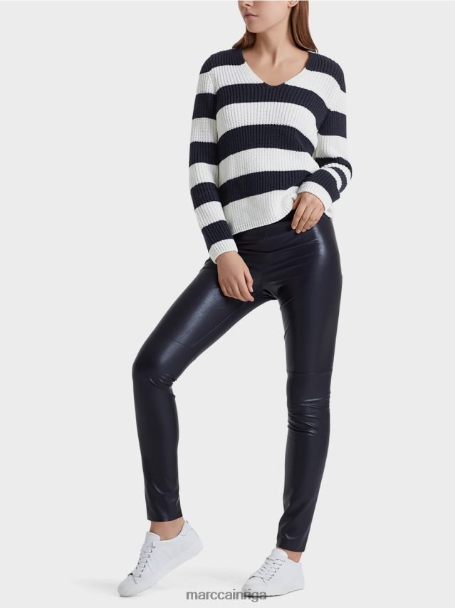 apģērbs pusnakts zils VRBHXD1216 Marc Cain džemperis ar bloku svītrām