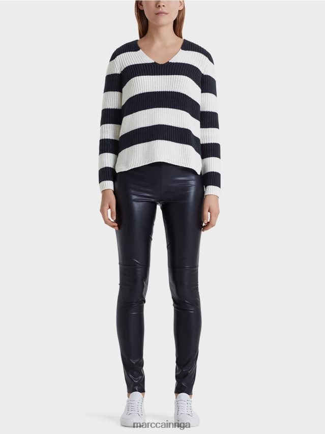 apģērbs pusnakts zils VRBHXD1216 Marc Cain džemperis ar bloku svītrām