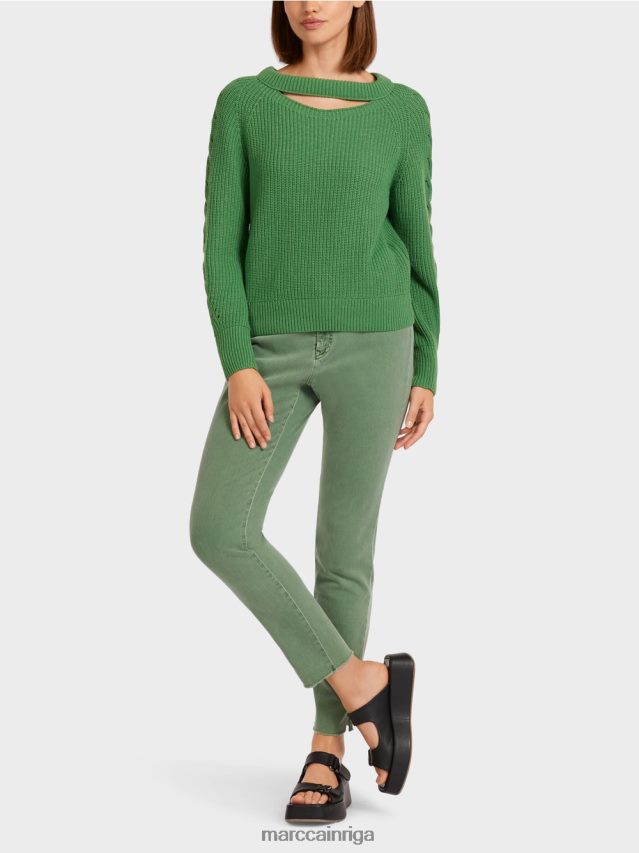 apģērbs sūnu zaļa VRBHXD1198 Marc Cain kabeļa adīts džemperis "adīts Vācijā"