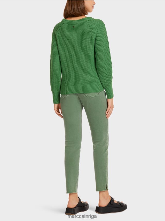 apģērbs sūnu zaļa VRBHXD1198 Marc Cain kabeļa adīts džemperis \"adīts Vācijā\"