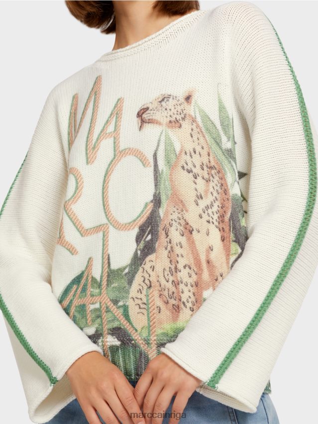 apģērbs sūnu zaļa VRBHXD1199 Marc Cain leoparda džemperis 100% ražots Vācijā