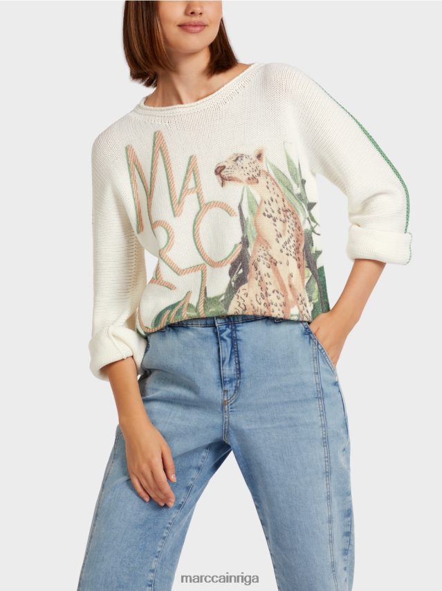 apģērbs sūnu zaļa VRBHXD1199 Marc Cain leoparda džemperis 100% ražots Vācijā