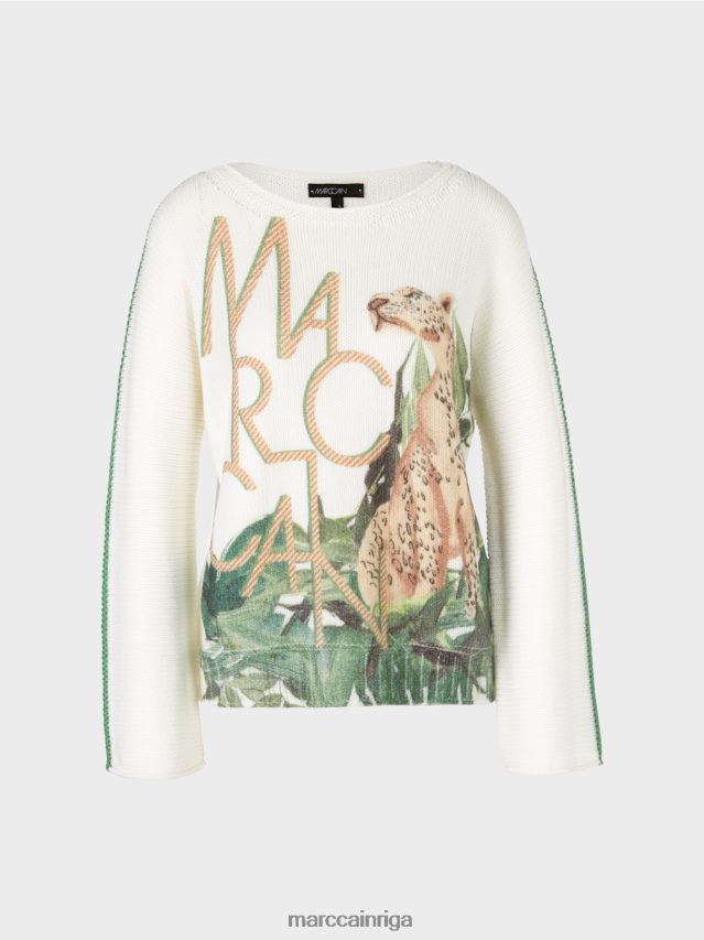 apģērbs sūnu zaļa VRBHXD1199 Marc Cain leoparda džemperis 100% ražots Vācijā