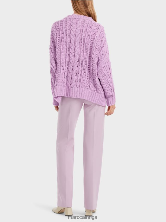 apģērbs spilgta lavanda VRBHXD1041 Marc Cain kabeļa adīts džemperis, adīts Vācijā