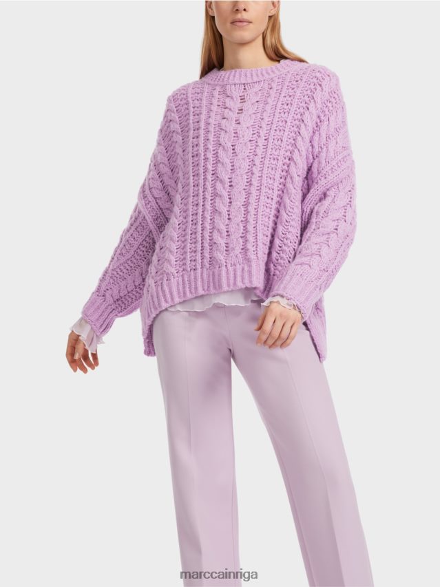 apģērbs spilgta lavanda VRBHXD1041 Marc Cain kabeļa adīts džemperis, adīts Vācijā