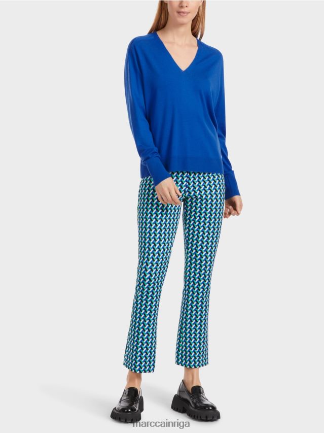 apģērbs spilgti karaliski zila VRBHXD1058 Marc Cain \"pārdomāt kopā\" ​​adīts džemperis