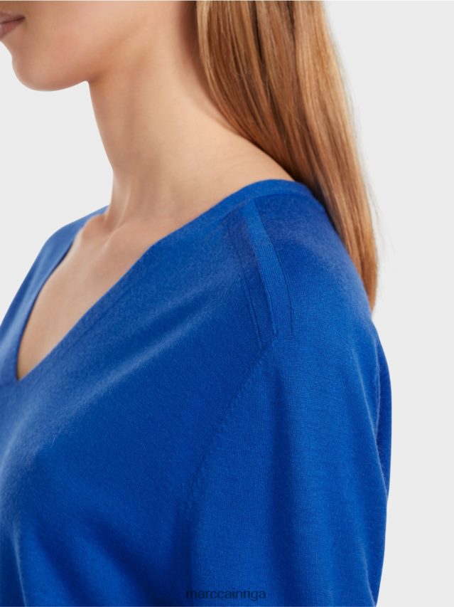 apģērbs spilgti karaliski zila VRBHXD1058 Marc Cain \"pārdomāt kopā\" ​​adīts džemperis