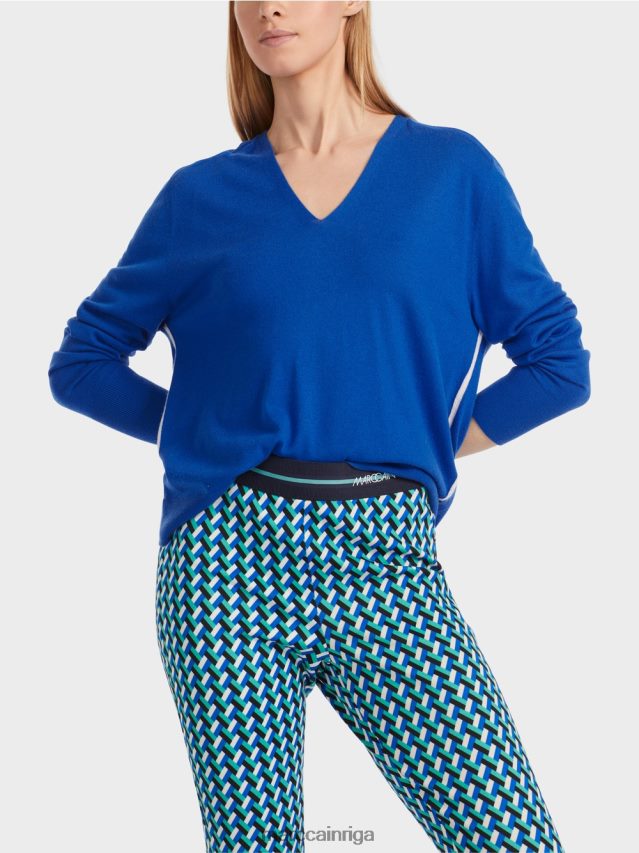 apģērbs spilgti karaliski zila VRBHXD1058 Marc Cain \"pārdomāt kopā\" ​​adīts džemperis