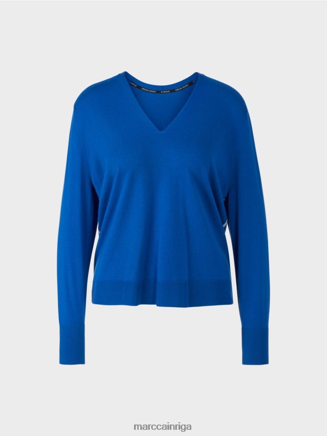 apģērbs spilgti karaliski zila VRBHXD1058 Marc Cain \"pārdomāt kopā\" ​​adīts džemperis