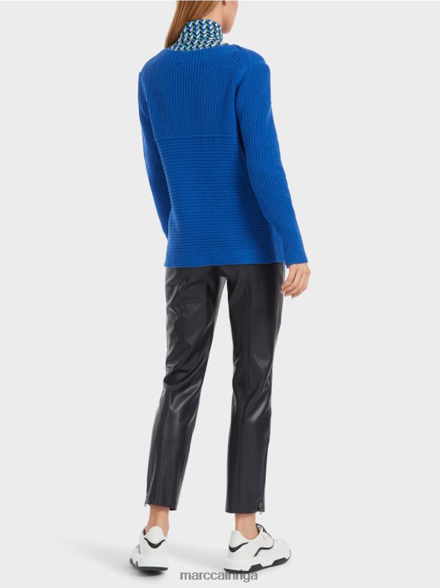apģērbs spilgti karaliski zila VRBHXD1059 Marc Cain vilnas džemperis adīts Vācijā