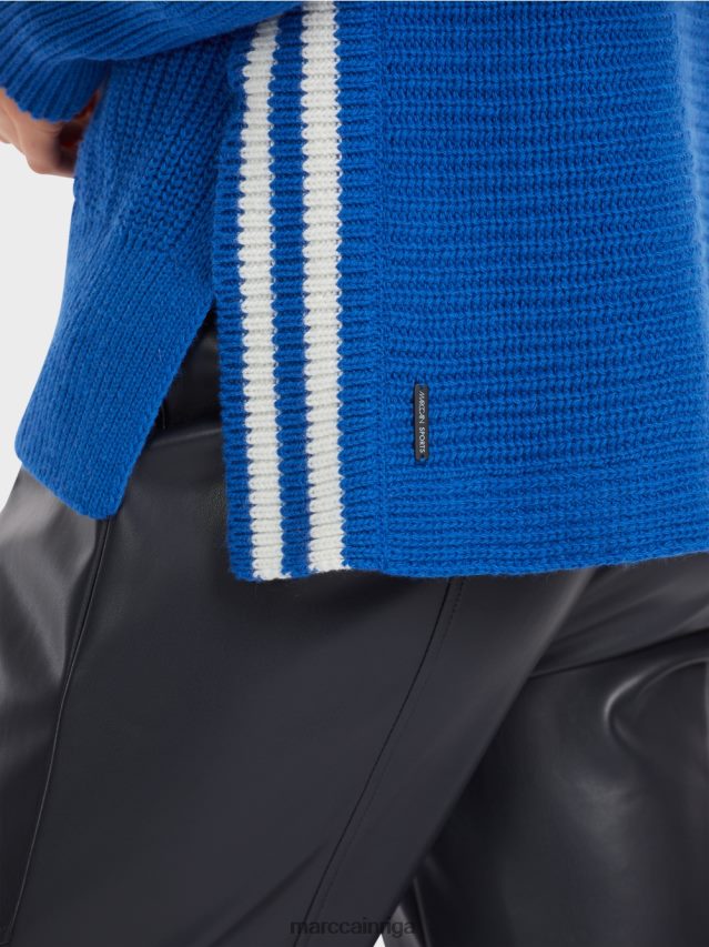 apģērbs spilgti karaliski zila VRBHXD1059 Marc Cain vilnas džemperis adīts Vācijā