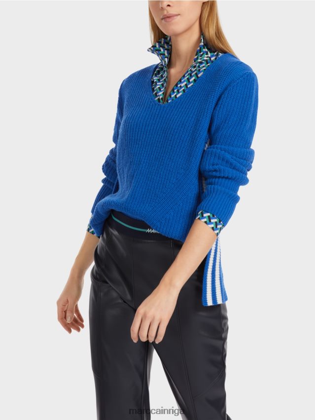 apģērbs spilgti karaliski zila VRBHXD1059 Marc Cain vilnas džemperis adīts Vācijā