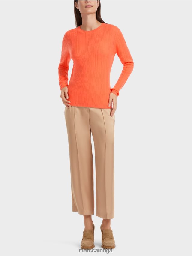apģērbs spilgti koraļļi VRBHXD1093 Marc Cain džemperis ar apaļu kakla izgriezumu "pārdomāt kopā".