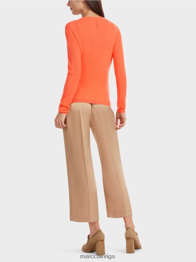 apģērbs spilgti koraļļi VRBHXD1093 Marc Cain džemperis ar apaļu kakla izgriezumu \"pārdomāt kopā\".