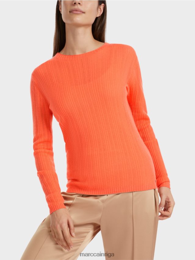 apģērbs spilgti koraļļi VRBHXD1093 Marc Cain džemperis ar apaļu kakla izgriezumu \"pārdomāt kopā\".