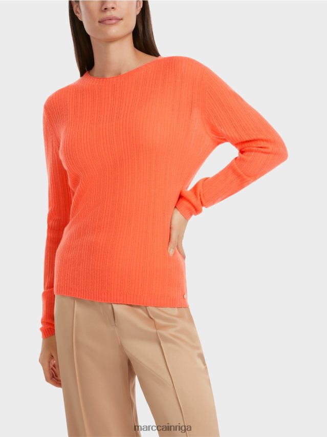 apģērbs spilgti koraļļi VRBHXD1093 Marc Cain džemperis ar apaļu kakla izgriezumu \"pārdomāt kopā\".