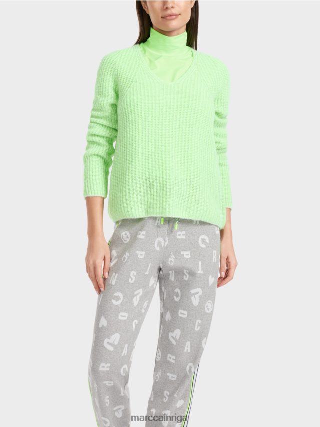 apģērbs spilgti šokējoši zaļš VRBHXD1094 Marc Cain v-džemperis 100% ražots Vācijā