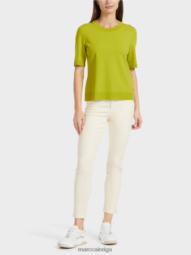 apģērbs spilgti olīvzaļš VRBHXD1073 Marc Cain "pārdomāt kopā" ​​džemperis ar īsām piedurknēm