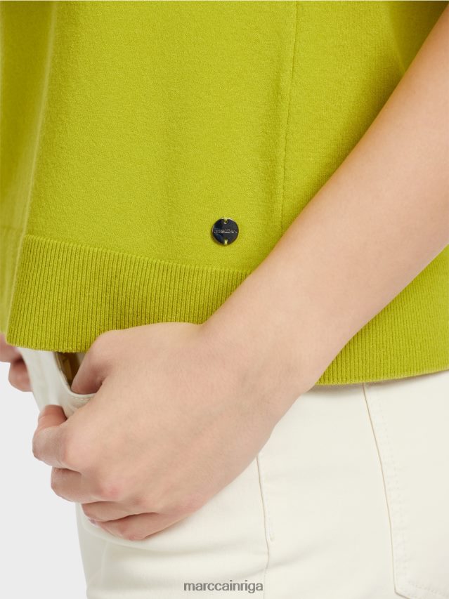 apģērbs spilgti olīvzaļš VRBHXD1073 Marc Cain \"pārdomāt kopā\" ​​džemperis ar īsām piedurknēm