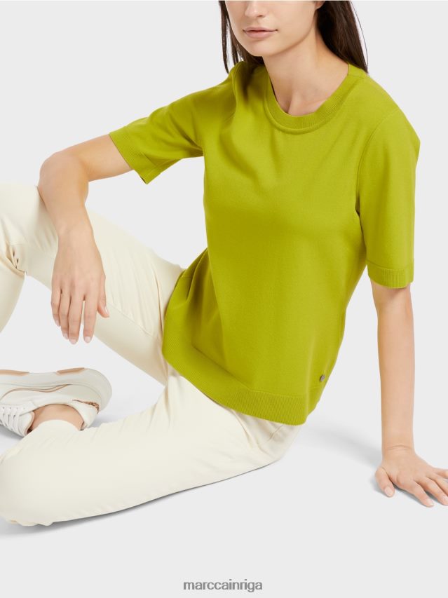 apģērbs spilgti olīvzaļš VRBHXD1073 Marc Cain \"pārdomāt kopā\" ​​džemperis ar īsām piedurknēm