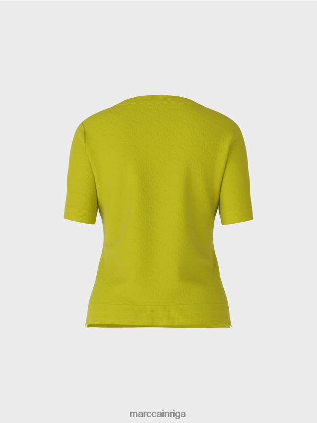 apģērbs spilgti olīvzaļš VRBHXD1073 Marc Cain \"pārdomāt kopā\" ​​džemperis ar īsām piedurknēm