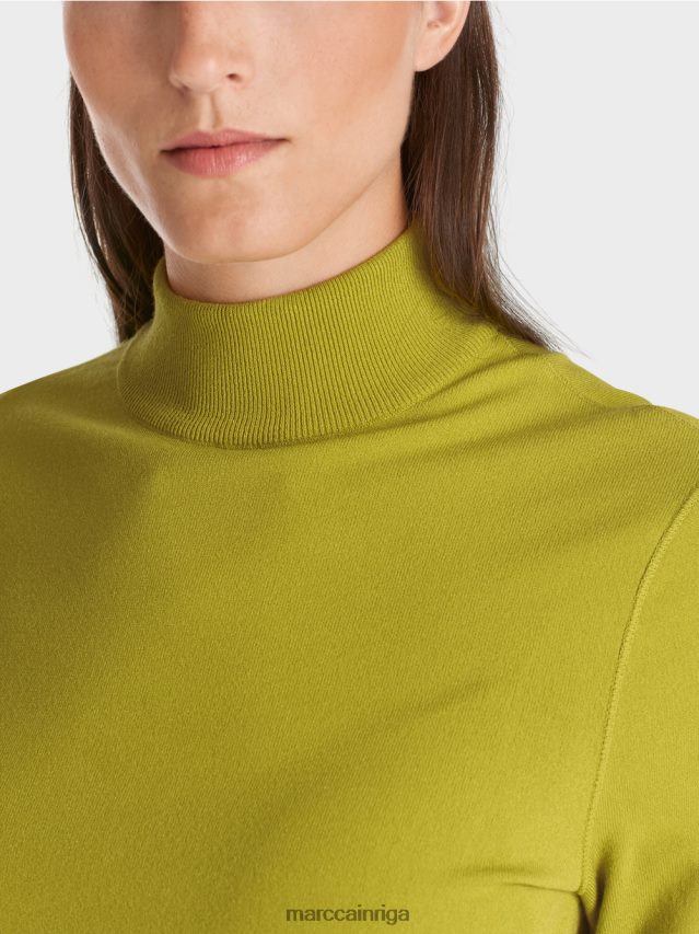 apģērbs spilgti olīvzaļš VRBHXD1075 Marc Cain smalka adīta \"pārdomāt kopā\" ​​džemperis