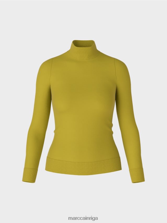 apģērbs spilgti olīvzaļš VRBHXD1075 Marc Cain smalka adīta \"pārdomāt kopā\" ​​džemperis