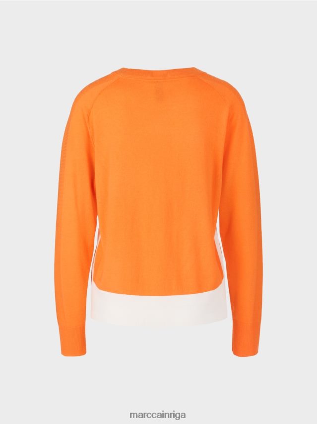 apģērbs spilgti oranža VRBHXD1178 Marc Cain džemperis no grezna materiālu maisījuma
