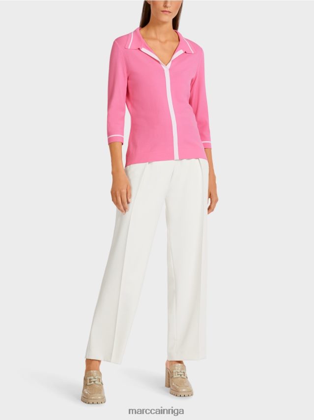 apģērbs spilgti rozā VRBHXD1168 Marc Cain \"pārdomāt kopā\" ​​trikotāžas polo krekls