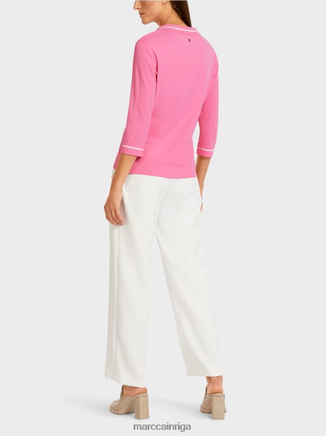 apģērbs spilgti rozā VRBHXD1168 Marc Cain \"pārdomāt kopā\" ​​trikotāžas polo krekls