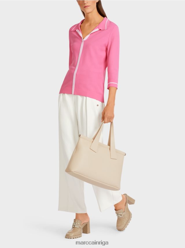 apģērbs spilgti rozā VRBHXD1168 Marc Cain \"pārdomāt kopā\" ​​trikotāžas polo krekls