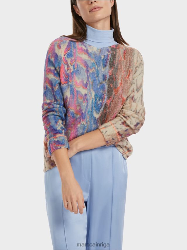 apģērbs tumšas vasaras debesis VRBHXD1081 Marc Cain krāsains džemperis adīts Vācijā