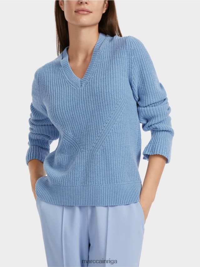 apģērbs tumšas vasaras debesis VRBHXD1085 Marc Cain elegants Vācijā adīts džemperis