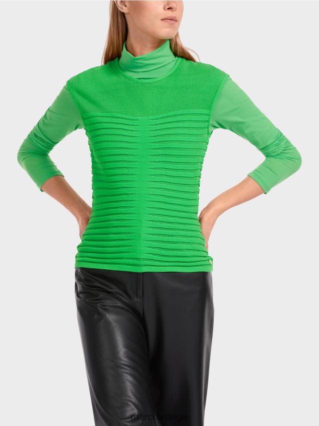 apģērbs tumši ābolu zaļš VRBHXD1034 Marc Cain svītrains \"pārdomāt kopā\" ​​tops