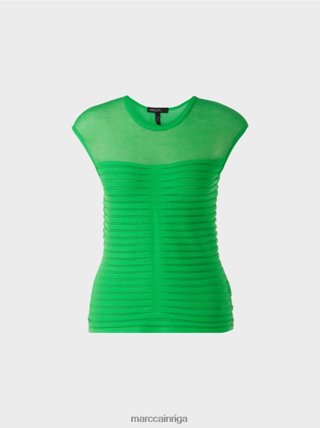 apģērbs tumši ābolu zaļš VRBHXD1034 Marc Cain svītrains \"pārdomāt kopā\" ​​tops