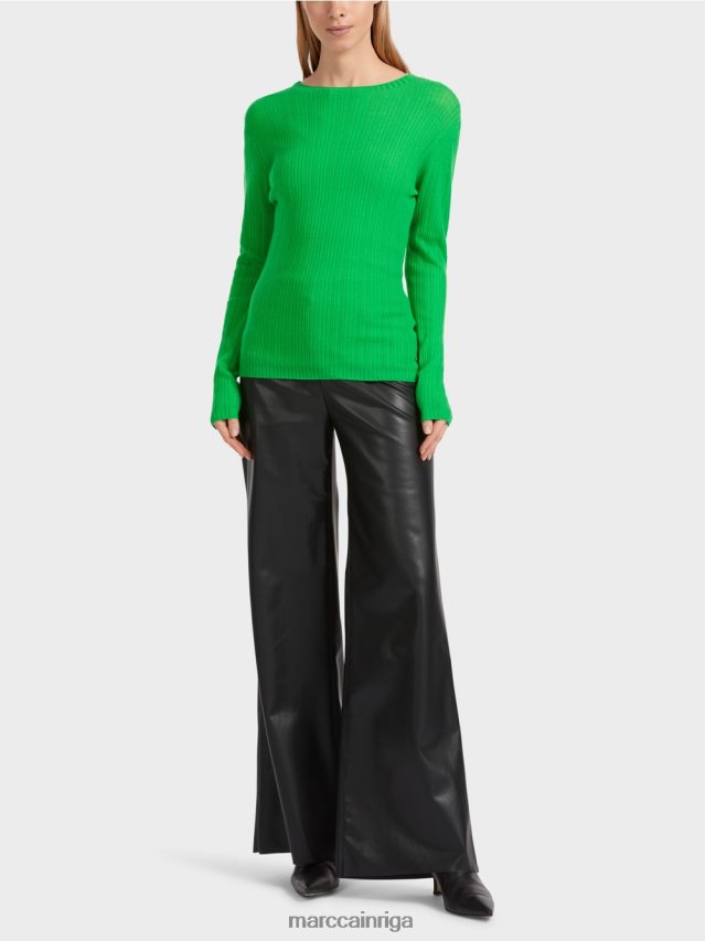 apģērbs tumši ābolu zaļš VRBHXD1038 Marc Cain džemperis ar apaļu kakla izgriezumu "pārdomāt kopā".