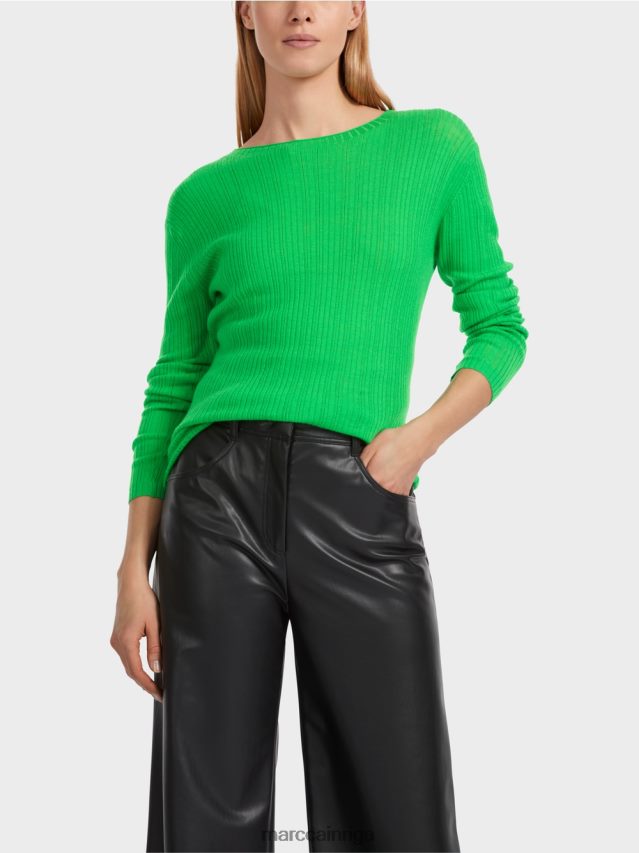 apģērbs tumši ābolu zaļš VRBHXD1038 Marc Cain džemperis ar apaļu kakla izgriezumu \"pārdomāt kopā\".