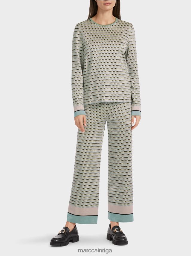 apģērbs tumši debeszils VRBHXD1114 Marc Cain rakstains džemperis, adīts Vācijā