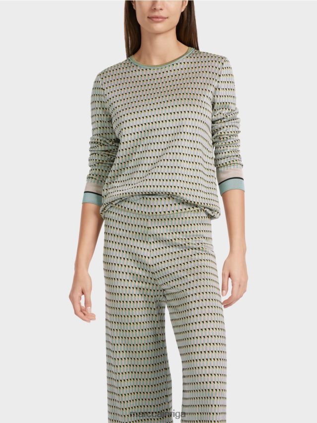 apģērbs tumši debeszils VRBHXD1114 Marc Cain rakstains džemperis, adīts Vācijā