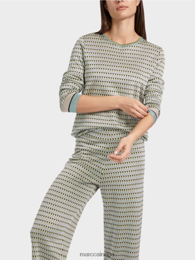 apģērbs tumši debeszils VRBHXD1114 Marc Cain rakstains džemperis, adīts Vācijā