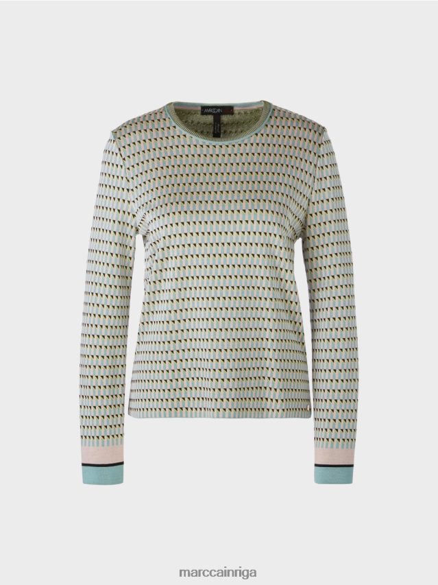 apģērbs tumši debeszils VRBHXD1114 Marc Cain rakstains džemperis, adīts Vācijā