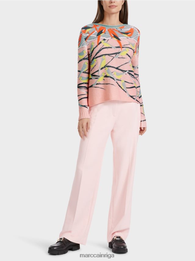 apģērbs tumši debeszils VRBHXD1122 Marc Cain putnu dizaina džemperis adīts Vācijā