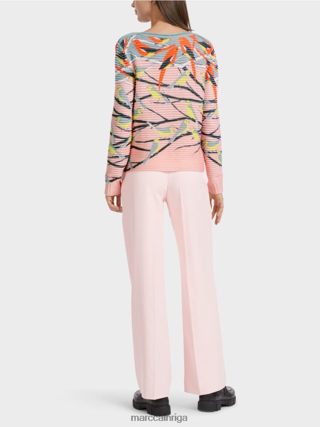 apģērbs tumši debeszils VRBHXD1122 Marc Cain putnu dizaina džemperis adīts Vācijā