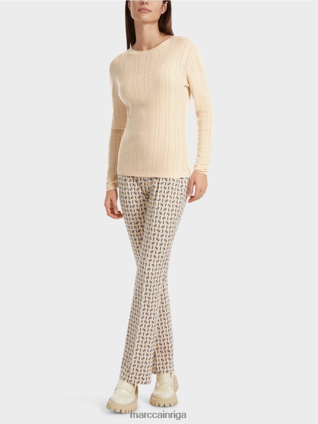 apģērbs tumšs krēms VRBHXD1087 Marc Cain džemperis ar apaļu kakla izgriezumu \"pārdomāt kopā\".