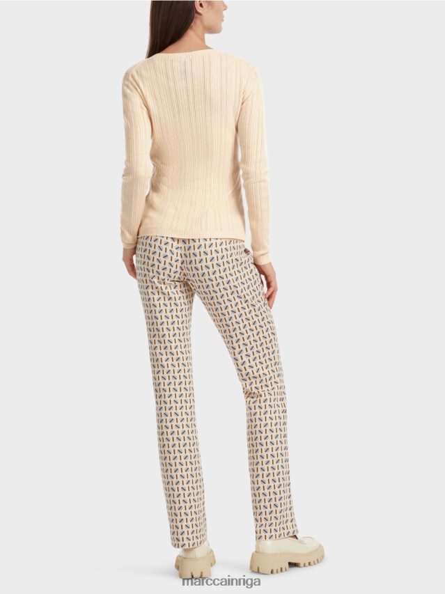 apģērbs tumšs krēms VRBHXD1087 Marc Cain džemperis ar apaļu kakla izgriezumu \"pārdomāt kopā\".