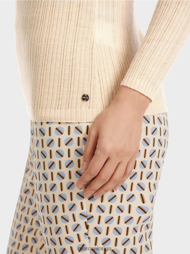 apģērbs tumšs krēms VRBHXD1087 Marc Cain džemperis ar apaļu kakla izgriezumu \"pārdomāt kopā\".